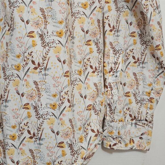 Garnet Hill Autumn Floral Button-Up Shirt 14 Organic‎ Cotton Business Festival - Picture 4 of 8